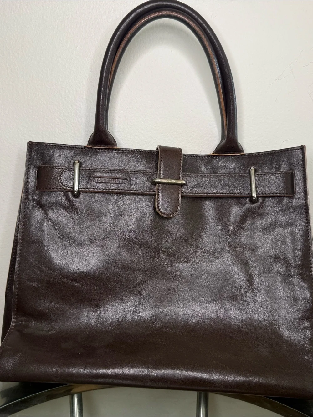 Furla Leather Tote Bag - Brown